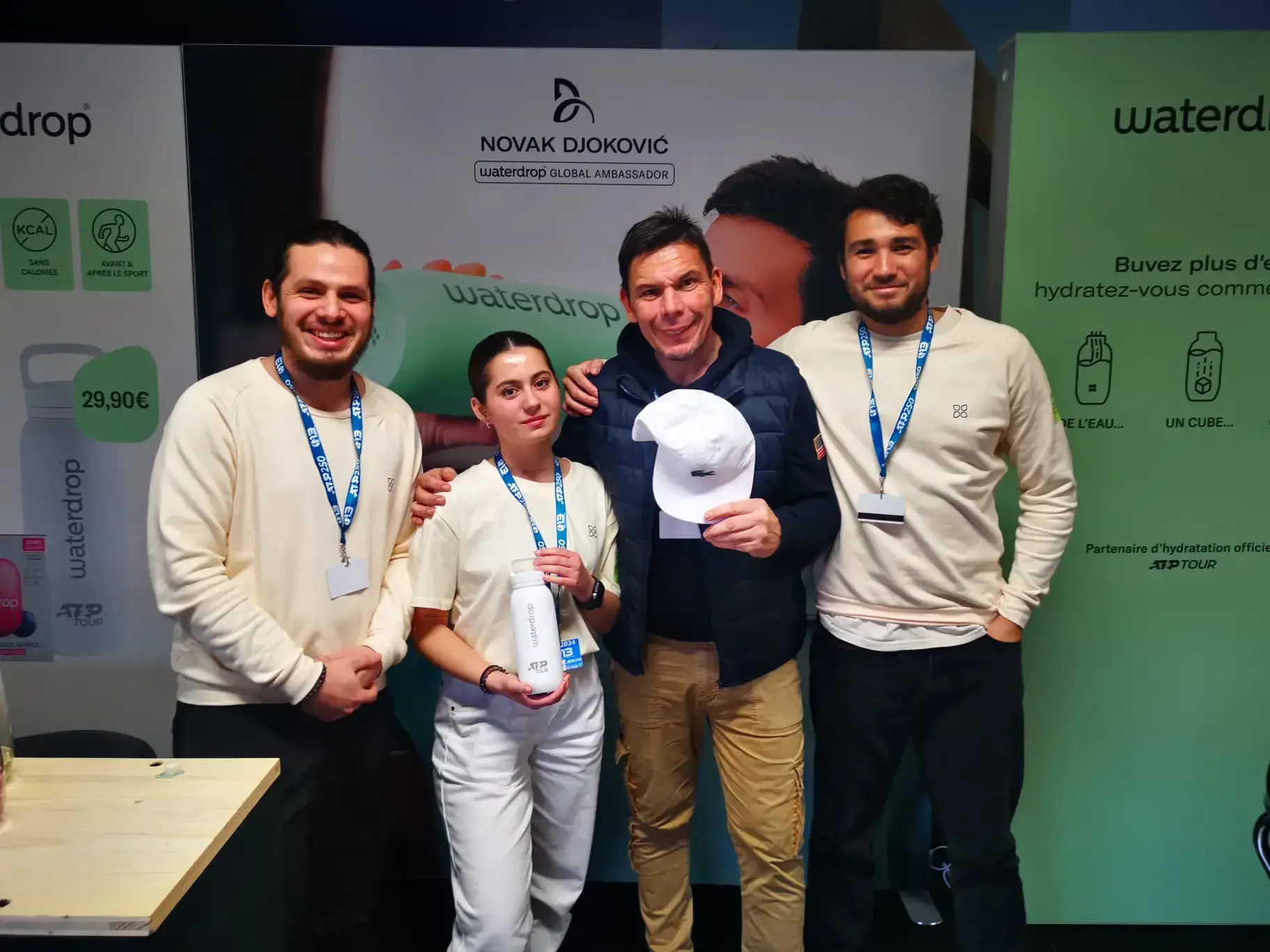 Waterdrop and Magnitude activation booth at a French tennis tournament.